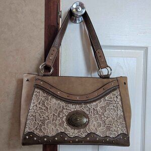 Justin Brand Leather Laced Front Brown Purse